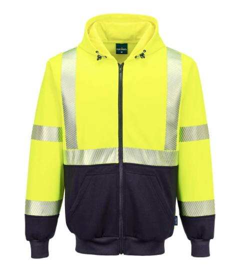 Hi-Vis Two-Tone Zipped Hoodie w/ Segmented Tape