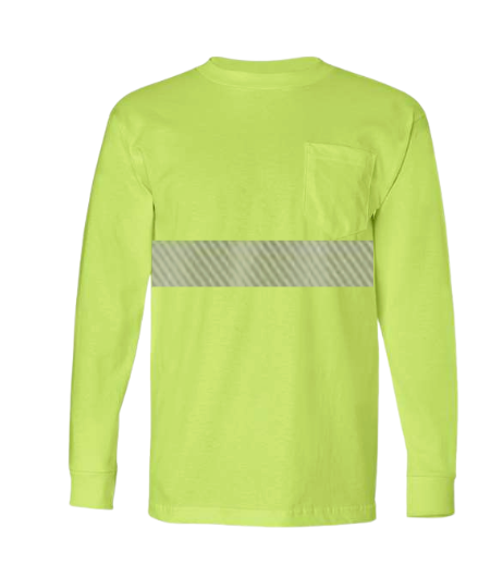 Long Sleeve USA Made Pocket Tee w/ Hiviz Tape