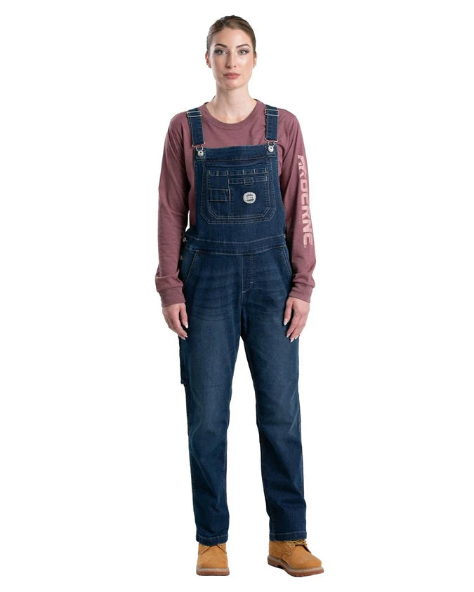 Berne Women's Vintage Washed Flex Denim Bib Overalls